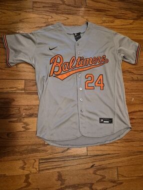 Baltimore Orioles DL Hall Mens Sz 44 Nike Grey Orange Baltimore Baseball Jersey